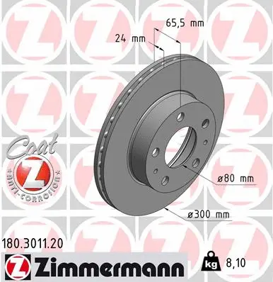 Disque de frein ZIMMERMANN 180.3011.20