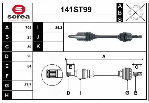 Arbre de transmission STARTCAR 141ST99