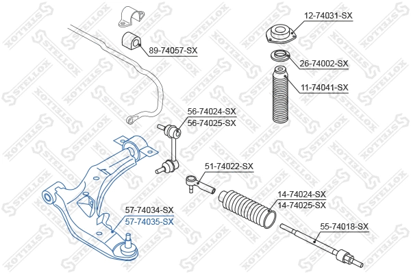 Bras de liaison, suspension de roue STELLOX 57-74035-SX