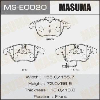Jeu de mâchoires de frein MASUMA MS-E0020