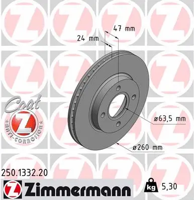 Disque de frein ZIMMERMANN 250.1332.20