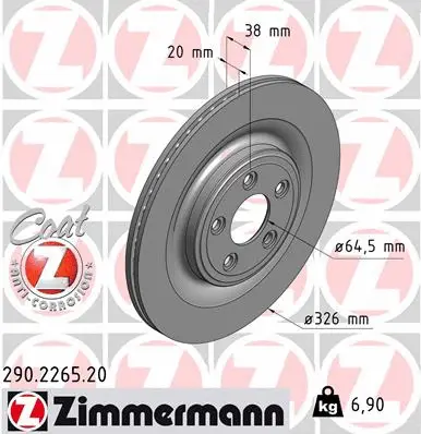 Disque de frein ZIMMERMANN 290.2265.20