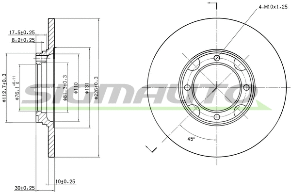Disque de frein SIGMAUTO DBA536S