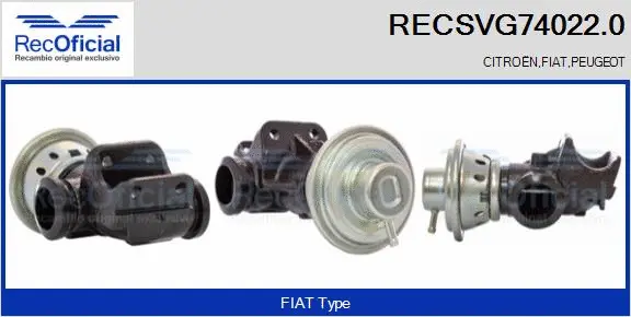 Vanne EGR RECOFICIAL RECSVG74022.0