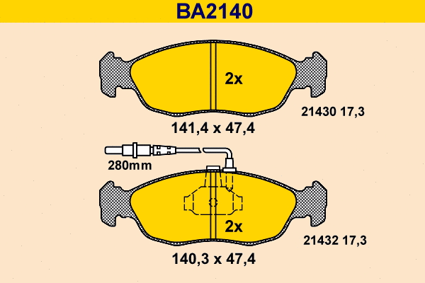 Kit de plaquettes de frein, frein à disque BARUM BA2140