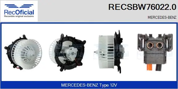 Pulseur d'air habitacle RECOFICIAL RECSBW76022.0