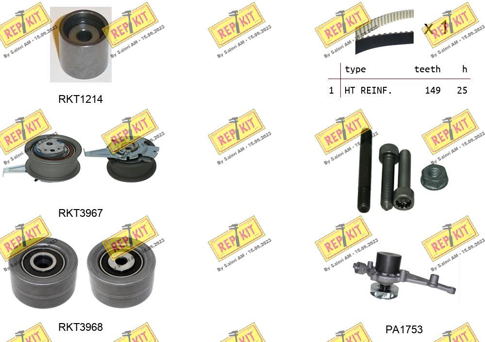 Pompe à eau + kit de courroie crantée REPKIT RKTK1298PA