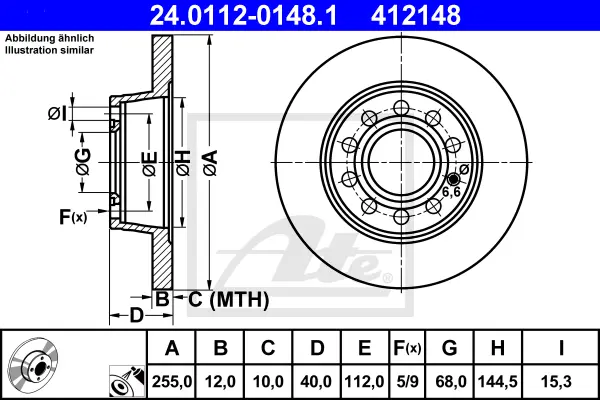 Disque de frein ATE-APAC 24.0112-0148.1