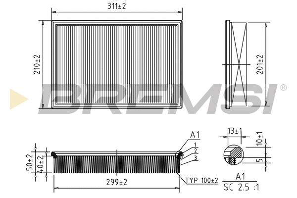 Filtre à air BREMSI FA1598