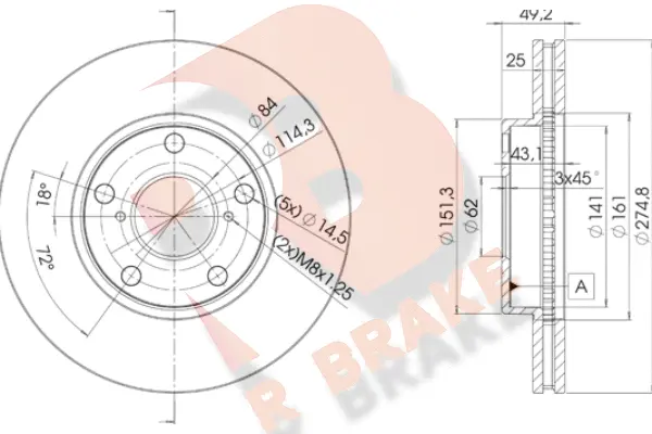 Disque de frein R BRAKE 78RBD22878
