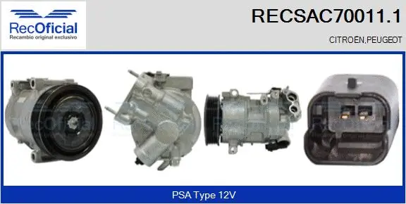 Compresseur, climatisation RECOFICIAL RECSAC70011.1