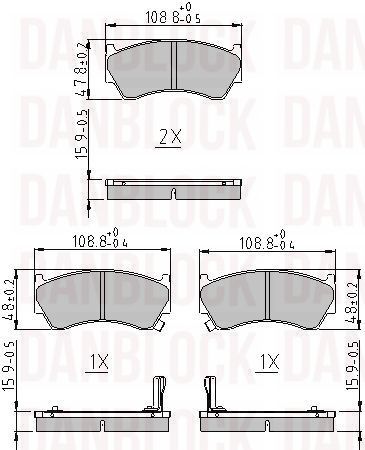 Kit de plaquettes de frein, frein à disque DANBLOCK DB 510301