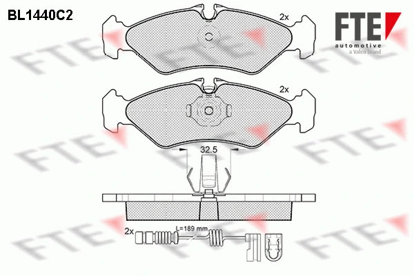 Kit de plaquettes de frein, frein à disque FTE 9010192