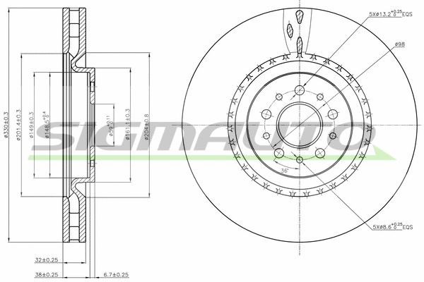 Disque de frein SIGMAUTO DBB183V