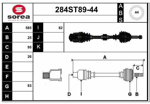 Arbre de transmission STARTCAR 284ST89-44