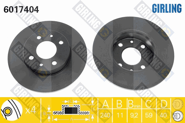 Disque de frein GIRLING 6017404