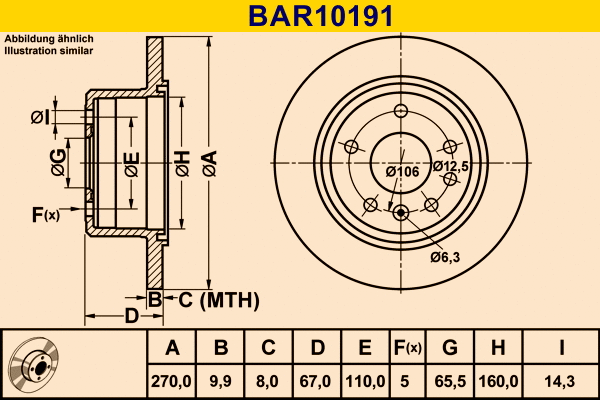 Disque de frein BARUM BAR10191