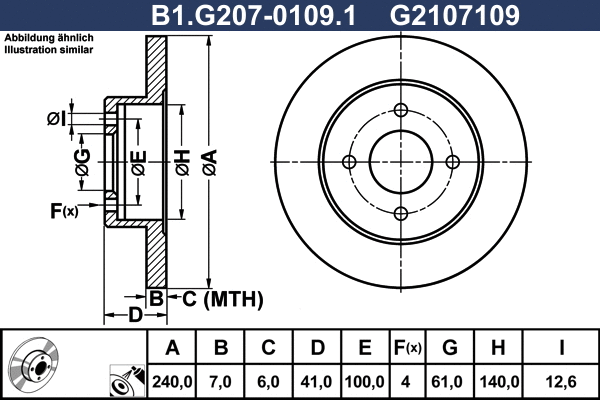 Disque de frein GALFER B1.G207-0109.1
