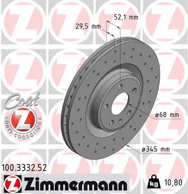 Disque de frein ZIMMERMANN 100.3332.52