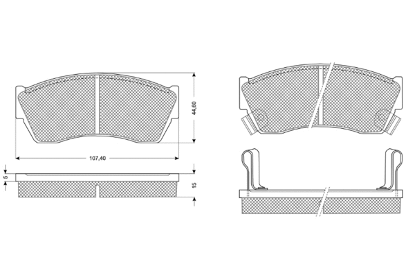 Kit de plaquettes de frein, frein à disque PROCODIS FRANCE PF1108