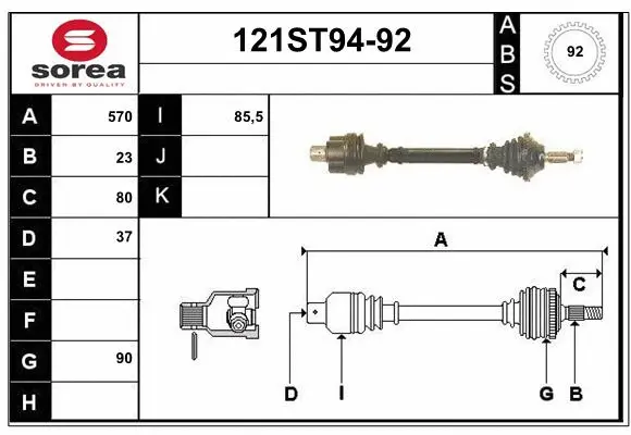 Arbre de transmission STARTCAR 121ST94-92
