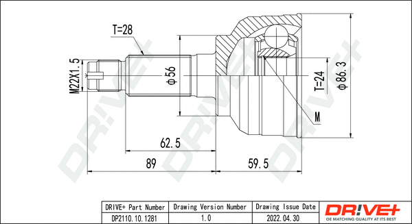 Jeu de joints, arbre de transmission Dr!ve+ DP2110.10.1281