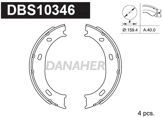 Jeu de mâchoires de frein, frein de stationnement DANAHER DBS10346