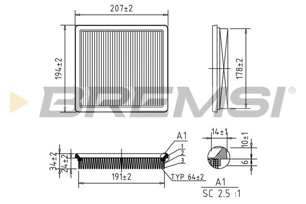 Filtre à air BREMSI FA0581