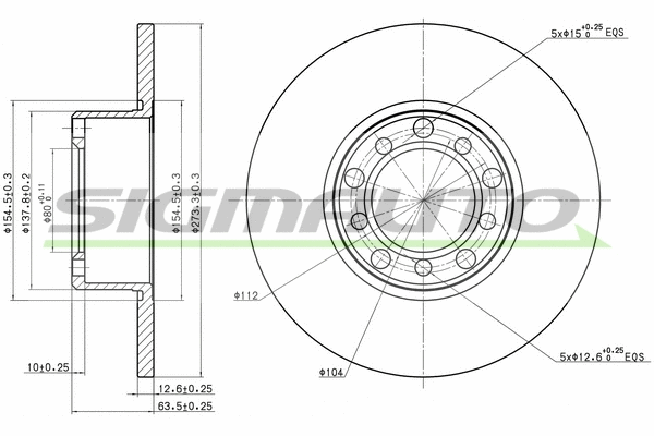 Disque de frein SIGMAUTO DBA008S