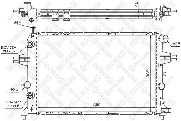 Radiateur, refroidissement du moteur STELLOX 10-25387-SX
