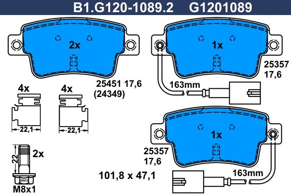 Kit de plaquettes de frein, frein à disque GALFER B1.G120-1089.2