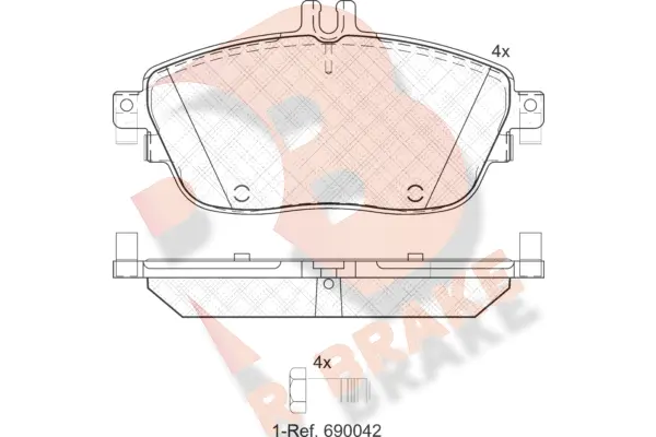 Kit de plaquettes de frein, frein à disque R BRAKE RB2061