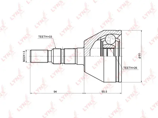 Jeu de joints, arbre de transmission LYNXAUTO CO-5921