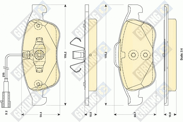 Kit de plaquettes de frein, frein à disque GIRLING 6118732