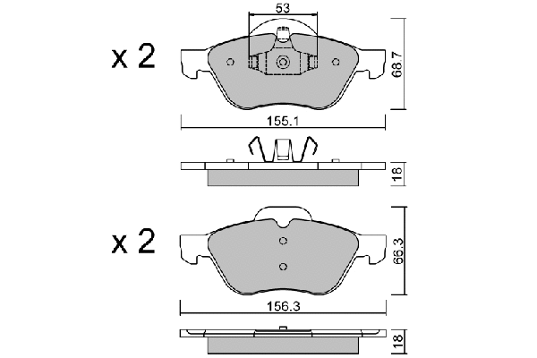 Kit de plaquettes de frein, frein à disque AISIN BPRE-1010