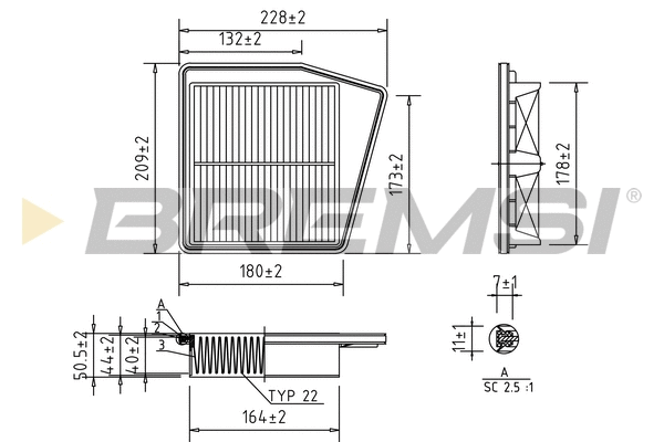 Filtre à air BREMSI FA1050