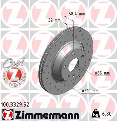 Disque de frein ZIMMERMANN 100.3329.52