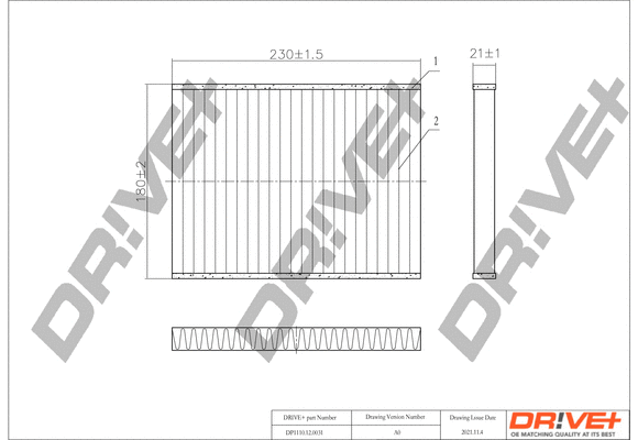 Filtre, air de l'habitacle Dr!ve+ DP1110.12.0031