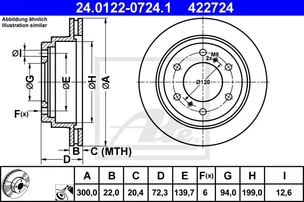 Disque de frein ATE-APAC 24.0122-0724.1