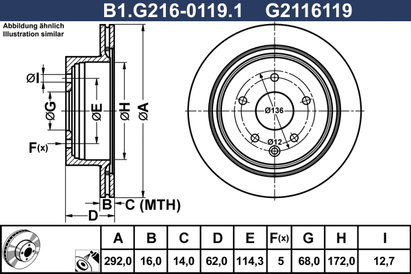 Disque de frein GALFER B1.G216-0119.1