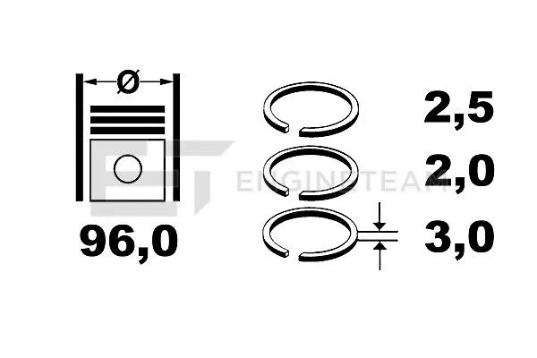 Jeu de segments de pistons ET ENGINETEAM R4001400