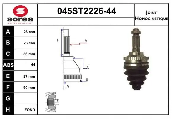 Jeu de joints, arbre de transmission STARTCAR 045ST2226-44