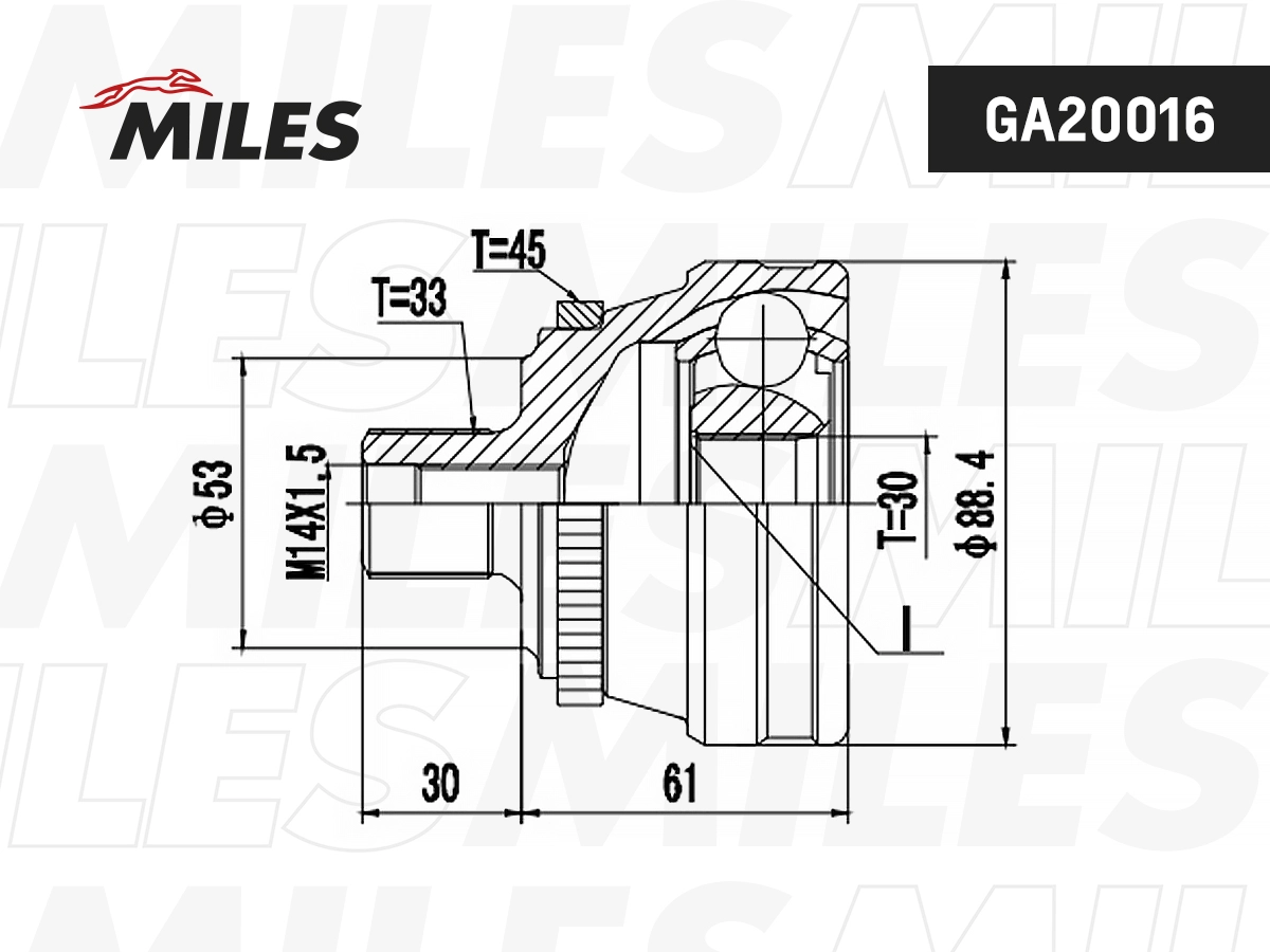 Jeu de joints, arbre de transmission MILES GA20016