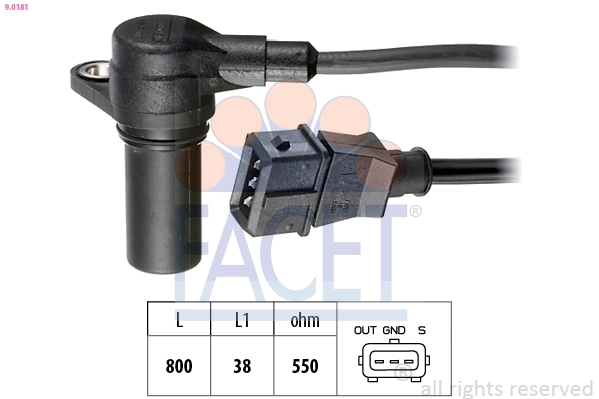 Capteur d'angle, vilebrequin FACET 9.0181