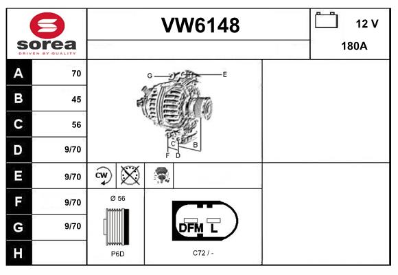 Alternateur SERA VW6148