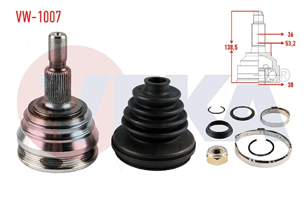 Jeu de joints, arbre de transmission VEKA VW-1007