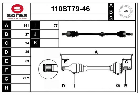 Arbre de transmission STARTCAR 110ST79-46