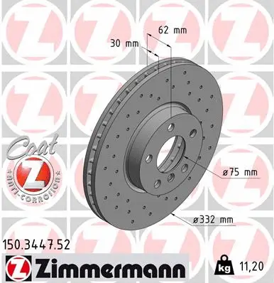 Disque de frein ZIMMERMANN 150.3447.52