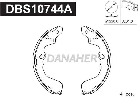 Jeu de mâchoires de frein DANAHER DBS10744A