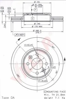 Disque de frein VILLAR 628.0561
